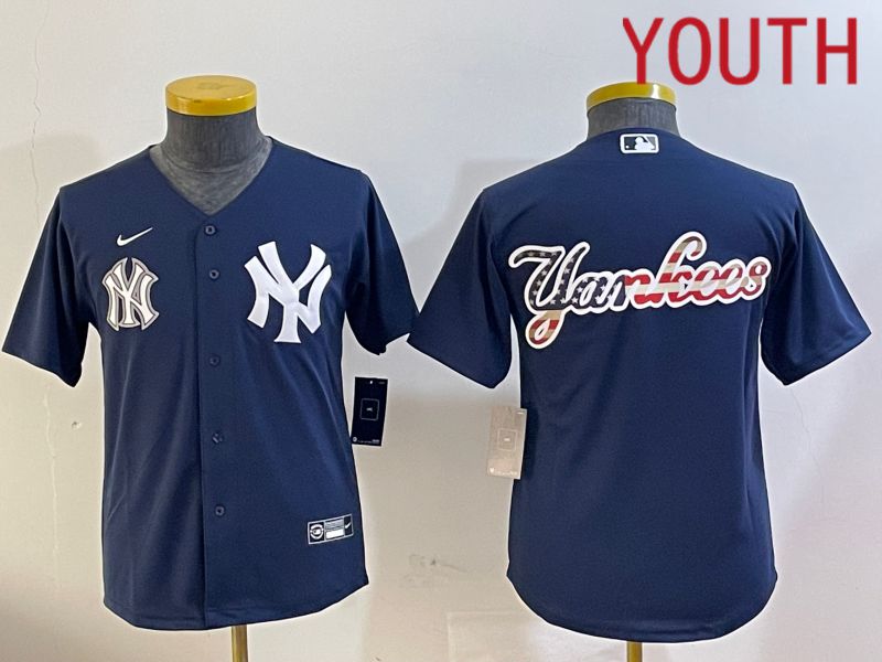 Youth New York Yankees Blank Blue Game 2024 Nike MLB Jersey style 120912